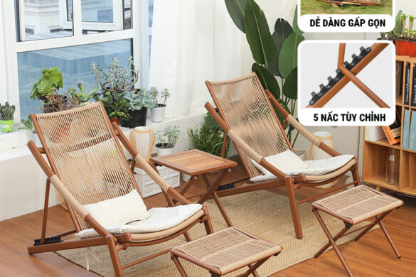 bàn ghế mây nhựa gấp gọn